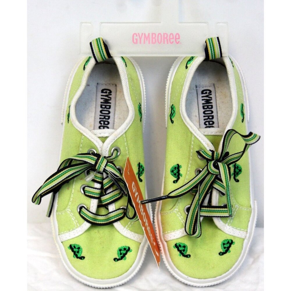 NEW 2006/05 Gymboree Prep Canvas Sneaker Shoes sz 9 Embroidered Turtles Green